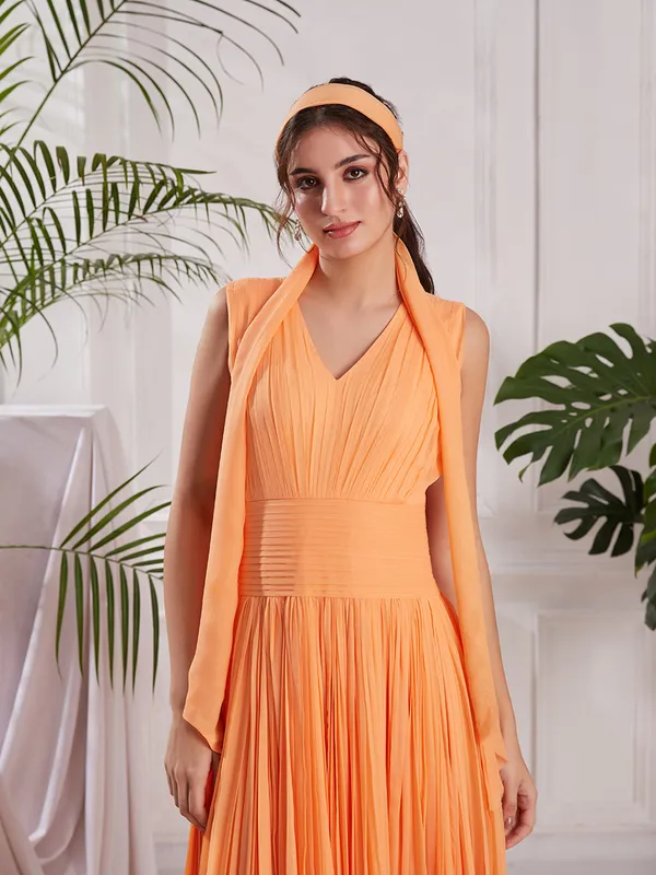 PEACH_SLEEVELESS_GEORGETTE_DRESS