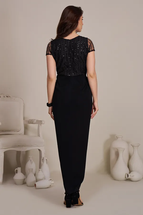 BLACK_BEADED_KOREAN_DRAPED_DRESS