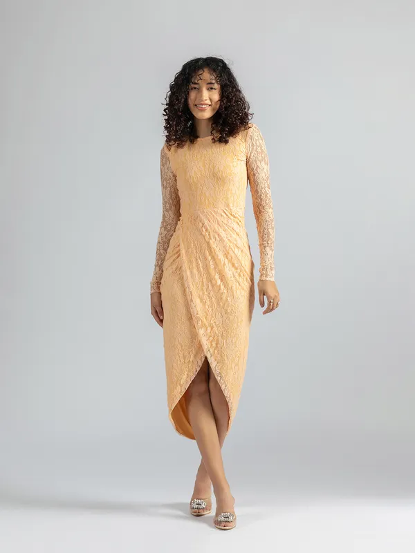 ORANGE_RASHEL_NET_DRESS