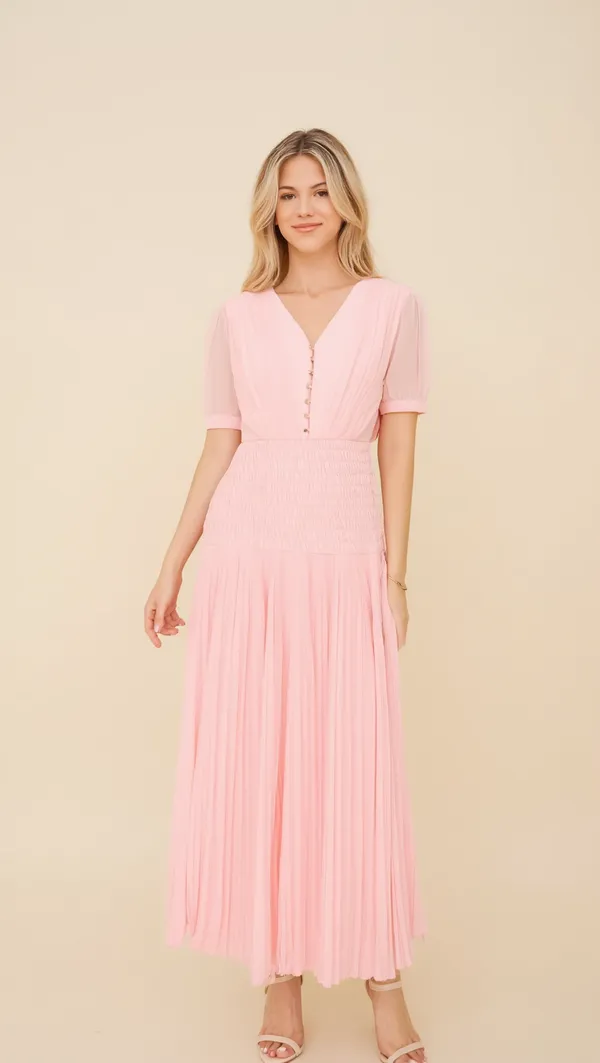 PINK_GEORGETTE_GOLDEN_BUTTON_DRESS