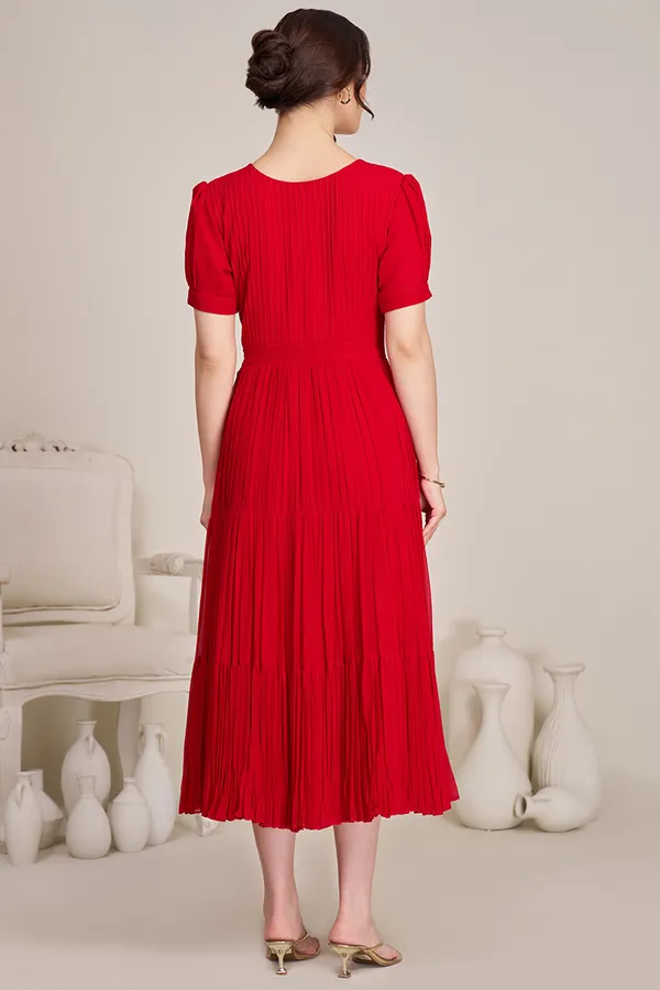 RED_V-NECK_GOLDEN_BUTTON_DRESS