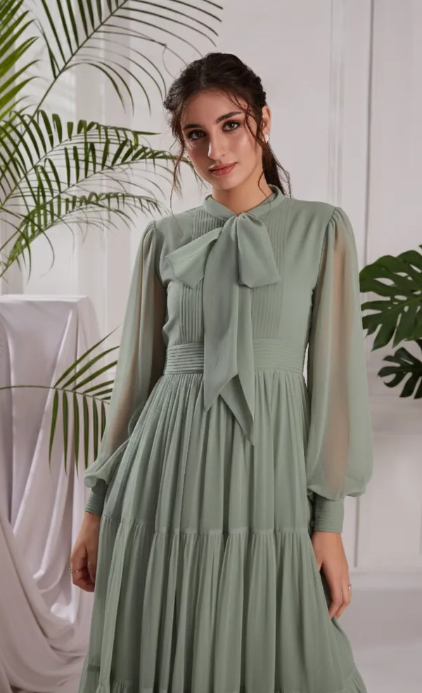 GREEN_PEARL_GEORGETTE_DRESS
