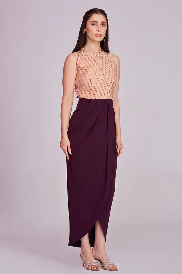 Elegant_Cocktail_Sequin_Draped_Gown_|_Party_wear_western_dresses_for_women