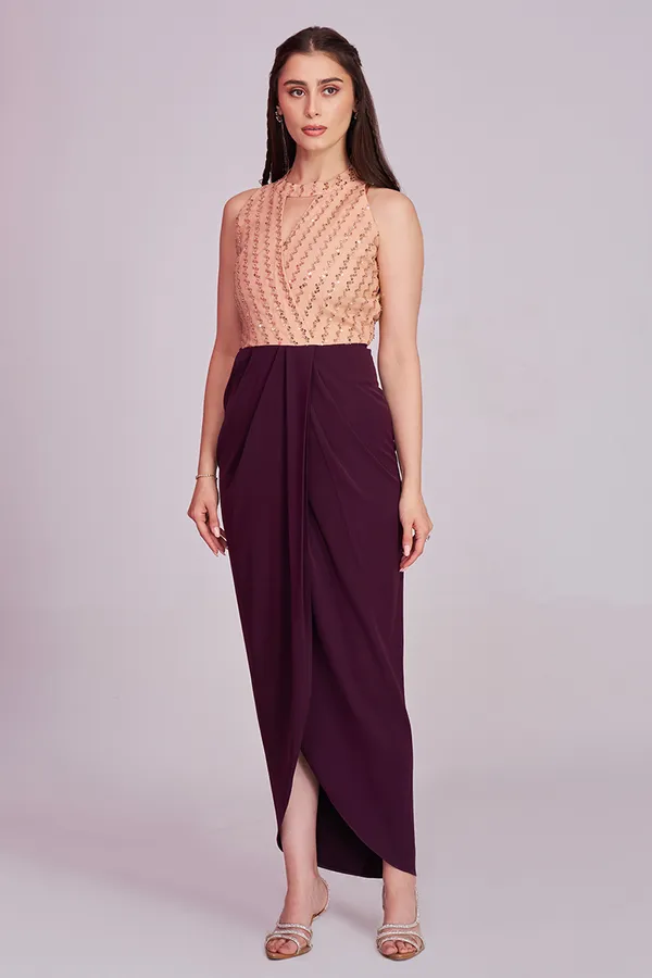 Elegant_Cocktail_Sequin_Draped_Gown_|_Party_wear_western_dresses_for_women