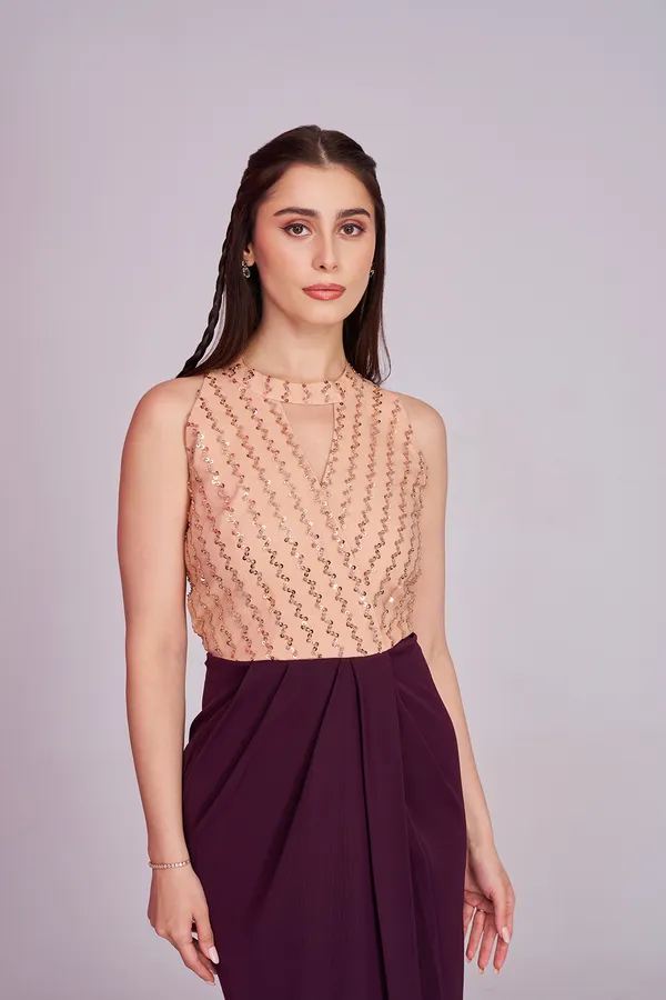 Elegant_Cocktail_Sequin_Draped_Gown_|_Party_wear_western_dresses_for_women