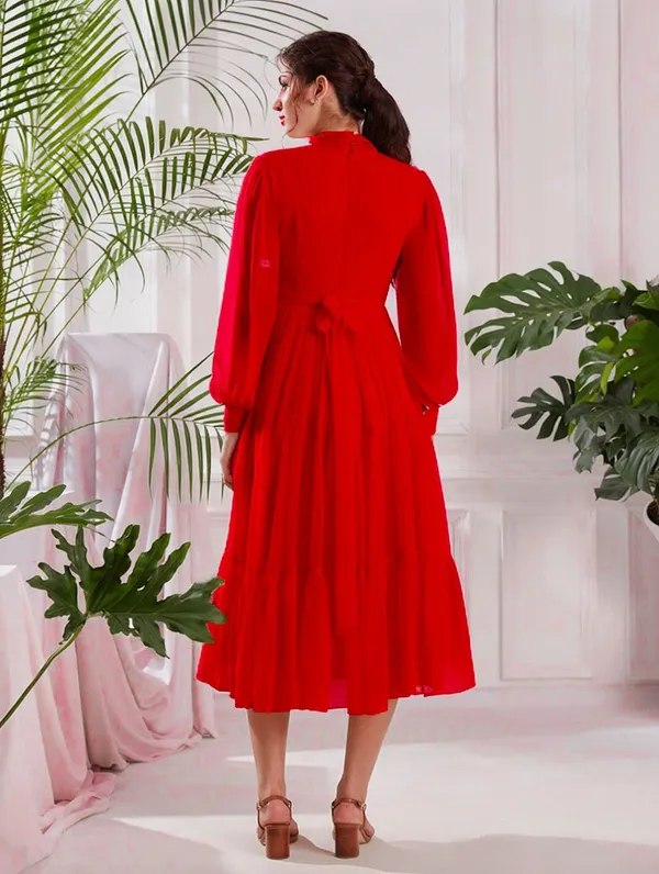 Elegant_Red_Pleated_Midi_Dress_|_Tiered_dress_with_Bow_tie_Detail
