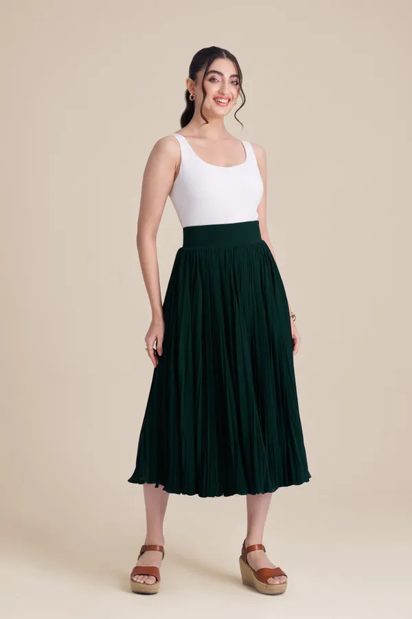 Green_casual_long_skirt_for_women_|_Boho_chic_flared_skirt