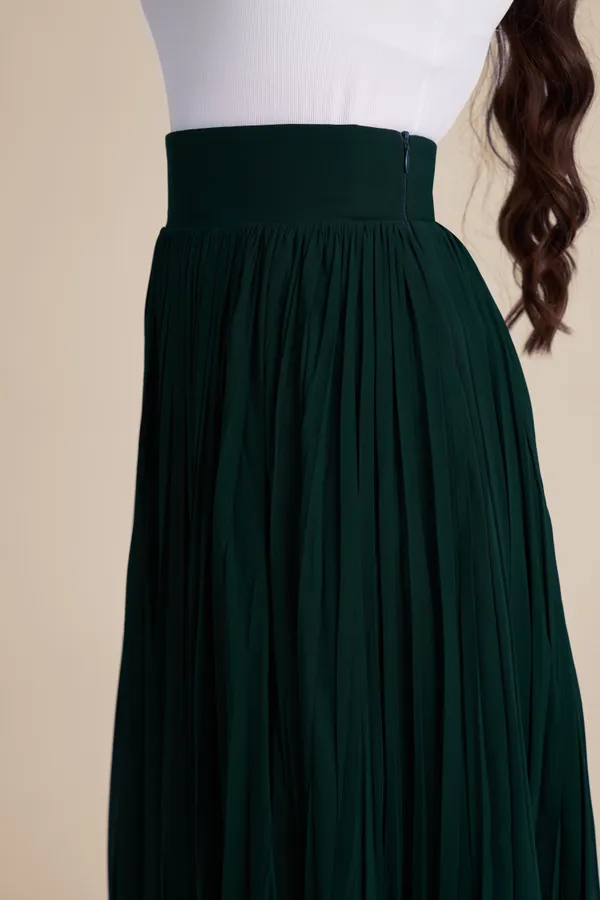 Green_casual_long_skirt_for_women_|_Boho_chic_flared_skirt