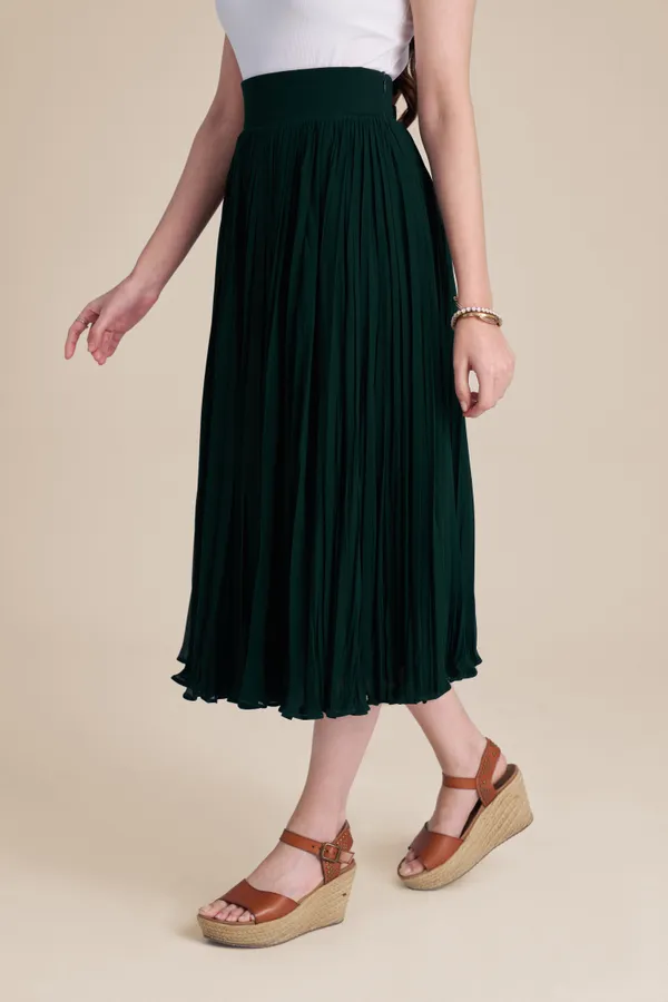 Green_casual_long_skirt_for_women_|_Boho_chic_flared_skirt