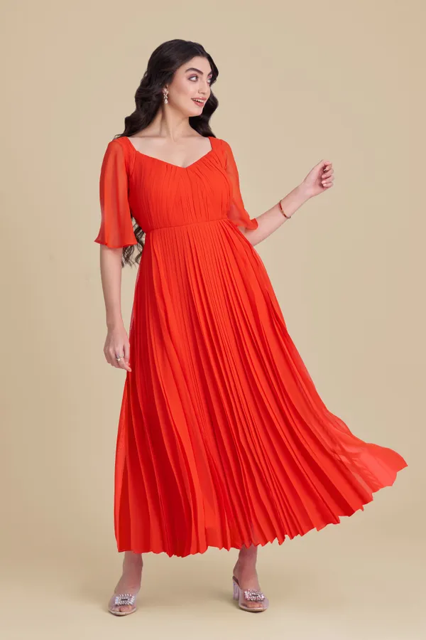 Elegant_Orange_indo_western_Maxi_Dress_|_Pleated_Orange__designer_Dress