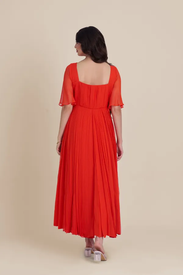 Elegant_Orange_indo_western_Maxi_Dress_|_Pleated_Orange__designer_Dress