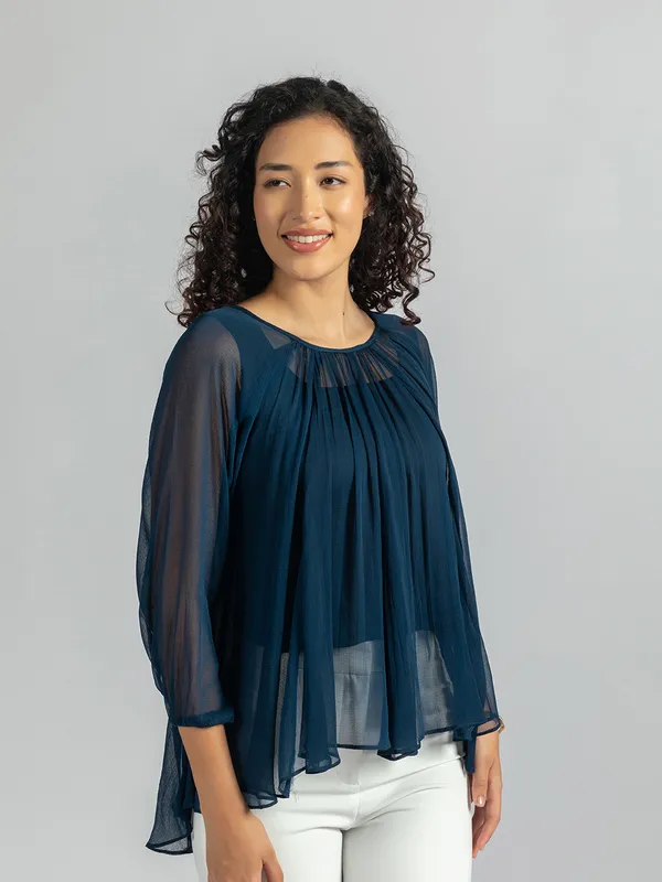 Blue_Printed_semi_transparent_top_with_inner_|_Stylish_Flared_Top_for_Women
