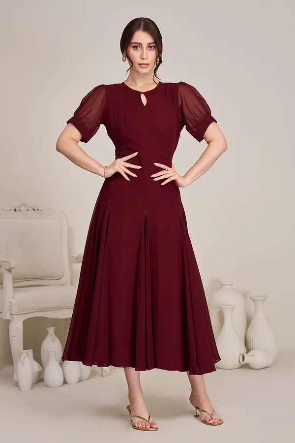 Maroon_Fit_&_Flare_Midi_Dress_for_women_|_Semi-_formal_dress_for_women