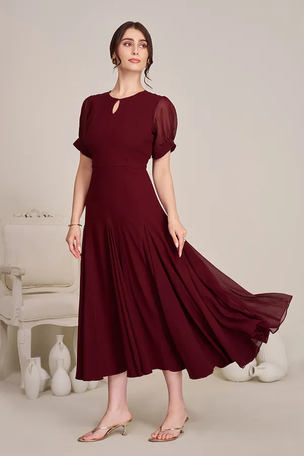 Maroon_Fit_&_Flare_Midi_Dress_for_women_|_Semi-_formal_dress_for_women