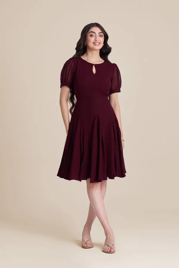 Maroon_Mini_frock_Dress_|_Flare_Short_Dress