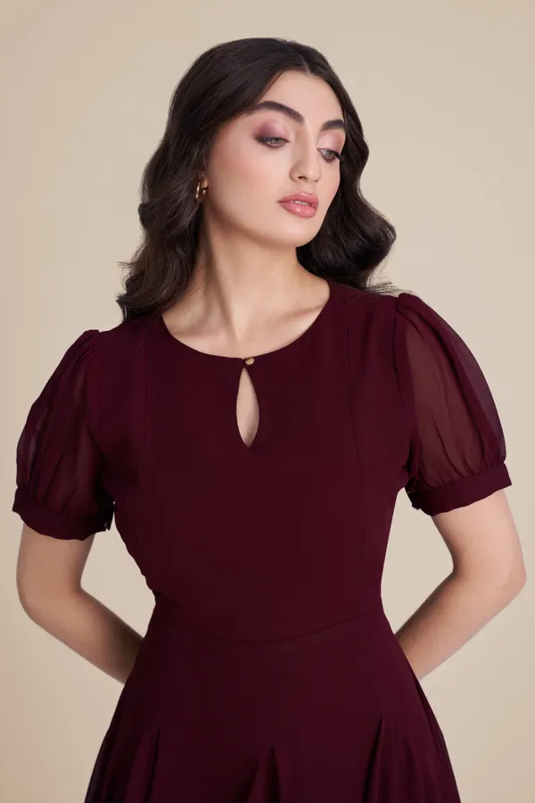 Maroon_Mini_frock_Dress_|_Flare_Short_Dress