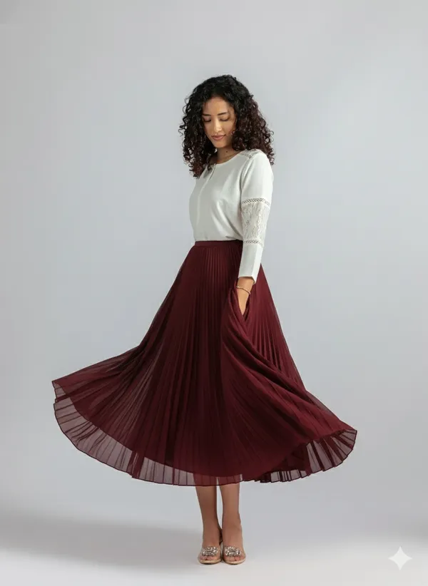 Maroon_pleated_skirt