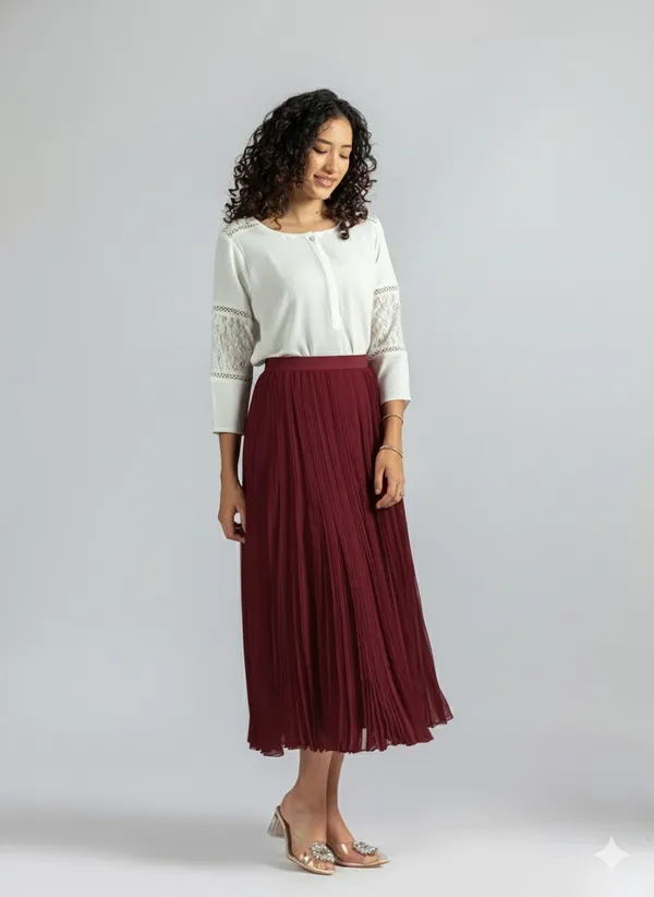 Maroon_pleated_skirt