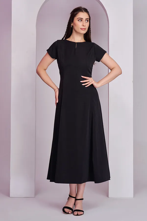 Minimalist_Black_Korean_Dress_for_women_|_Semi_-_formal_midi_dress_for_women