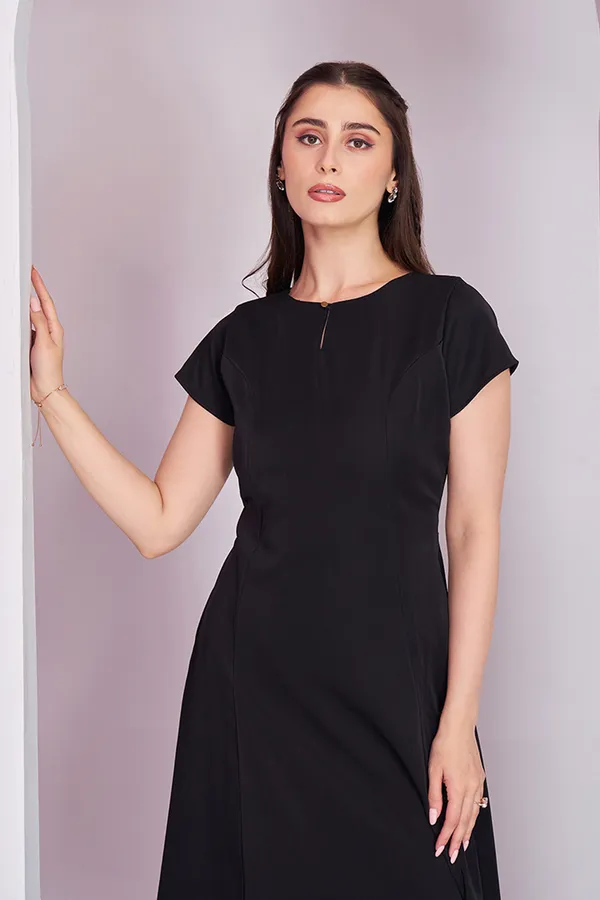 Minimalist_Black_Korean_Dress_for_women_|_Semi_-_formal_midi_dress_for_women