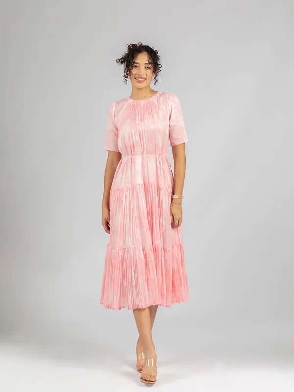 Pink_printed_Chiffon_long_Dress_|_Loose_fit_Dress