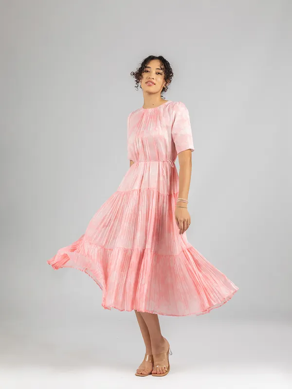 Pink_printed_Chiffon_long_Dress_|_Loose_fit_Dress