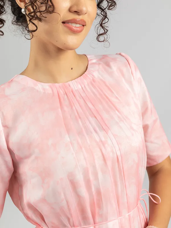 Pink_printed_Chiffon_long_Dress_|_Loose_fit_Dress