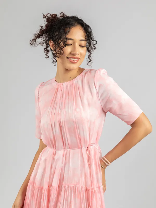 Pink_printed_Chiffon_long_Dress_|_Loose_fit_Dress