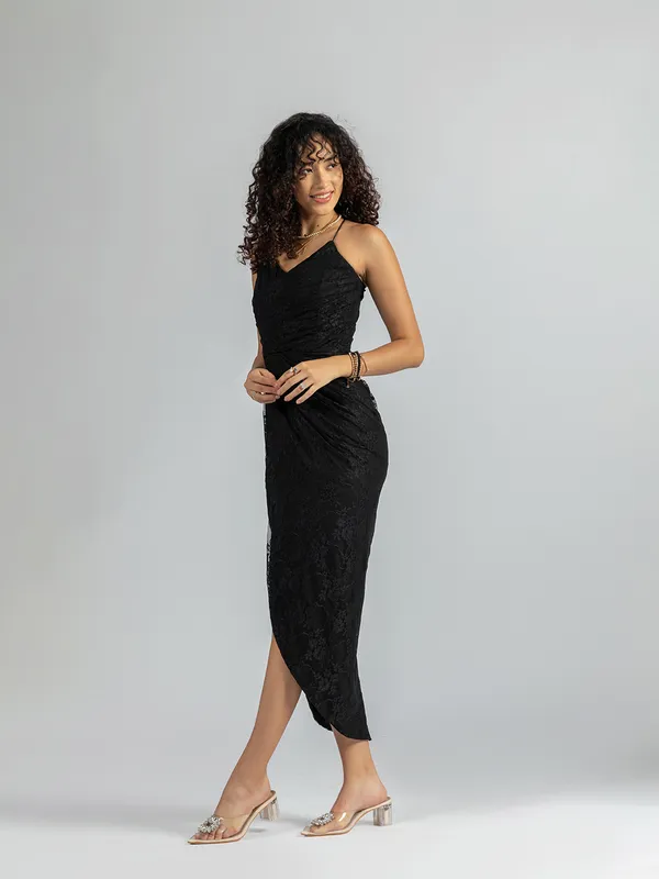 Black_Lace_Midi_Dress_|__Wrap_over_Black_Party_Dress