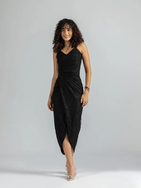 Black_Lace_Midi_Dress_|__Wrap_over_Black_Party_Dress