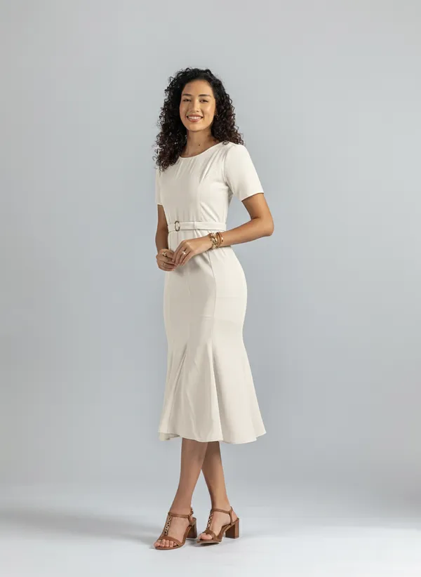 Off_White_Fishtail_Midi_Dress__|_Elegant_Belted_formal_Dress