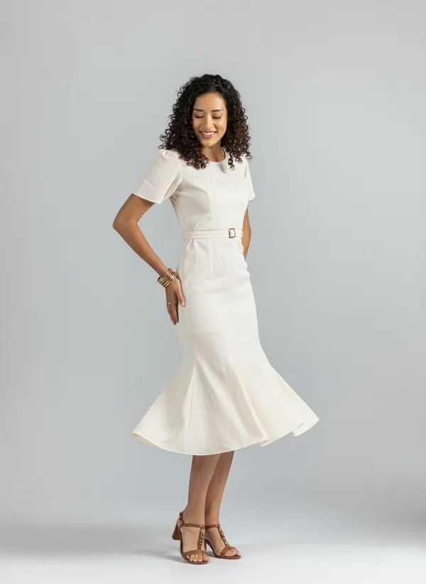 Off_White_Fishtail_Midi_Dress__|_Elegant_Belted_formal_Dress