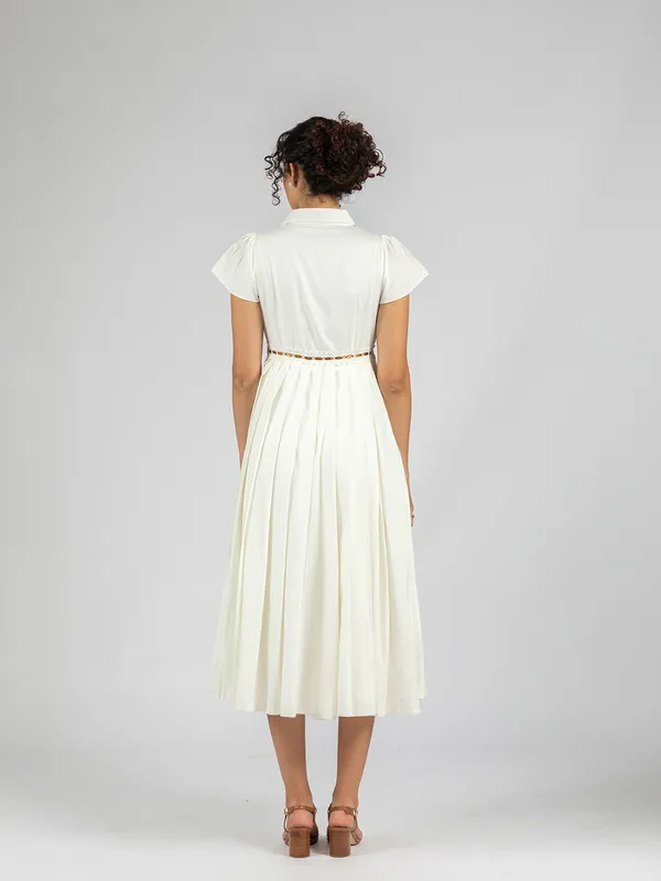 White_cotton_pleat_Midi_Dress_|_Elegant_White_Flare_semi-formal_Dress
