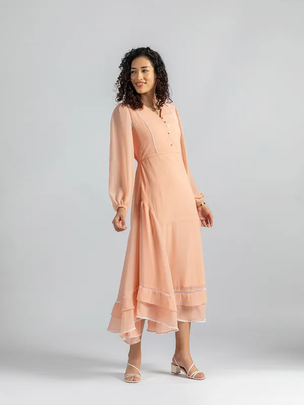 Light_pink_lace_Midi_Dress_|_Full_sleeve_maxi_Dress