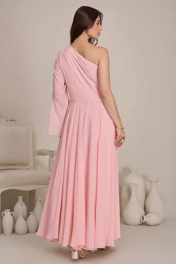 Pink_One-Shoulder_Maxi_Dress_for_women_|_Flared_long_ladies_dresses