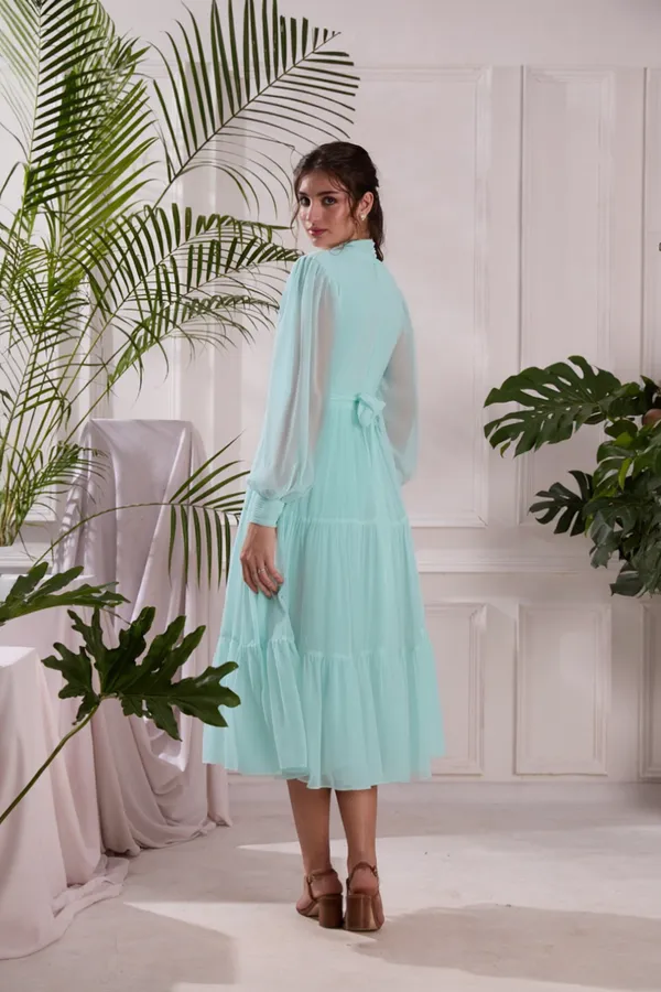Elegant_Sky_Blue_Pleated_Midi_Dress_|_Tiered_dress_with_Bow_tie_Detail