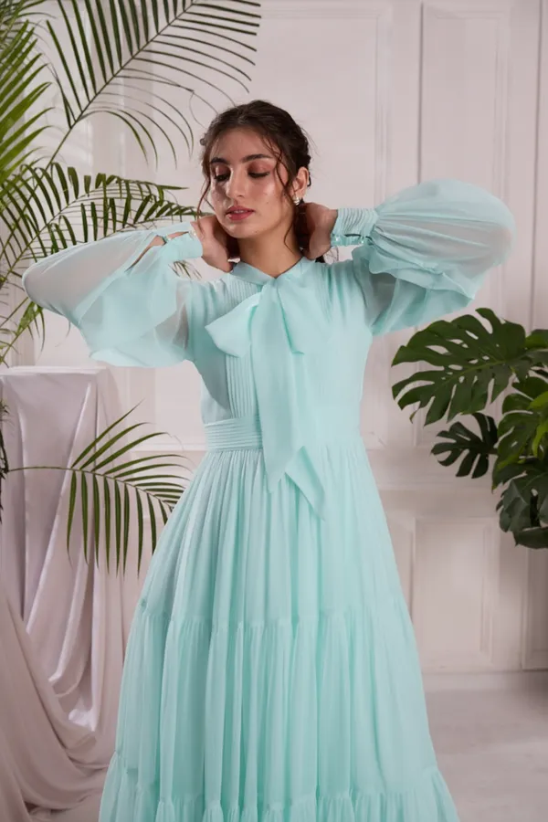Elegant_Sky_Blue_Pleated_Midi_Dress_|_Tiered_dress_with_Bow_tie_Detail