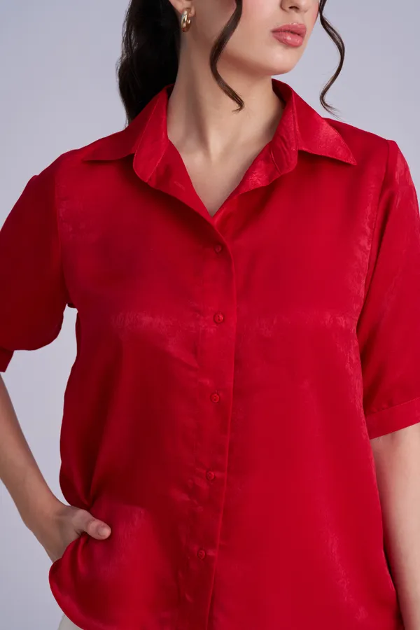 Red_Shirt_for_Women_|_Loose_fit_Satin_women's_shirt