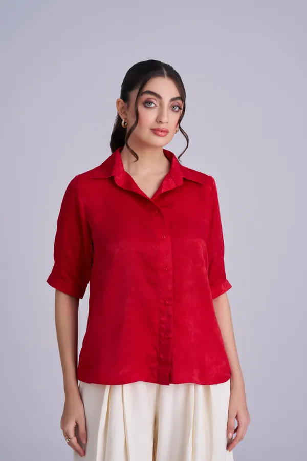 Red_Shirt_for_Women_|_Loose_fit_Satin_women's_shirt