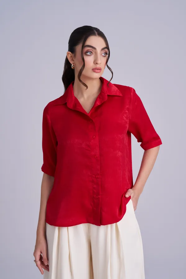 Red_Shirt_for_Women_|_Loose_fit_Satin_women's_shirt