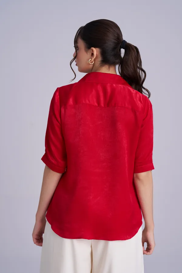 Red_Shirt_for_Women_|_Loose_fit_Satin_women's_shirt