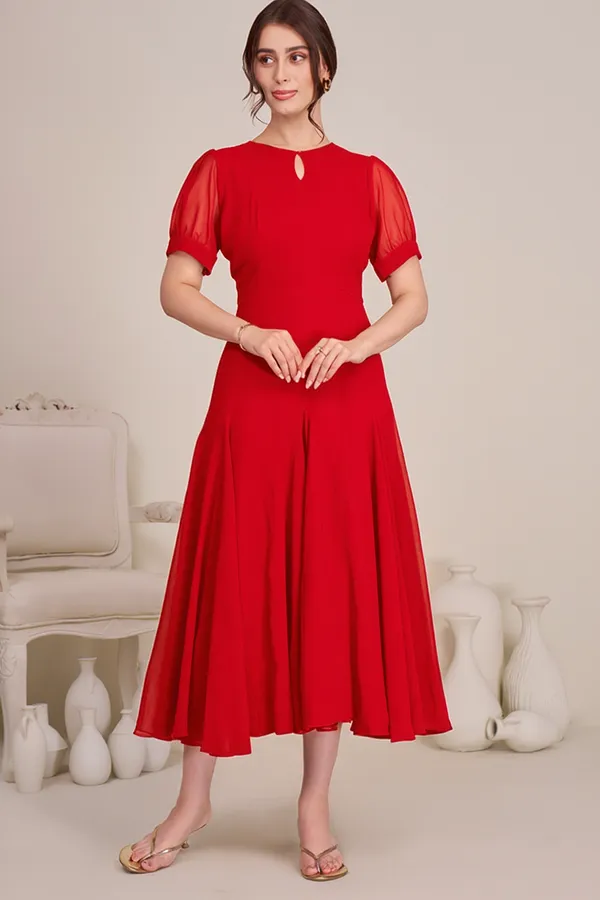 Red_casual_western_dress_for_women_|_Red_Flowing_Midi_Dress_for_women