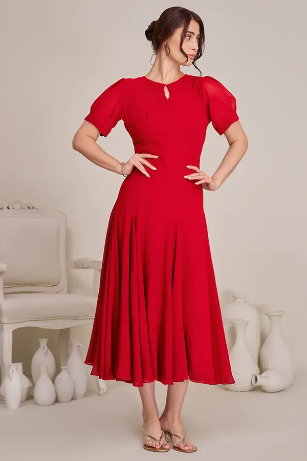 Red_casual_western_dress_for_women_|_Red_Flowing_Midi_Dress_for_women