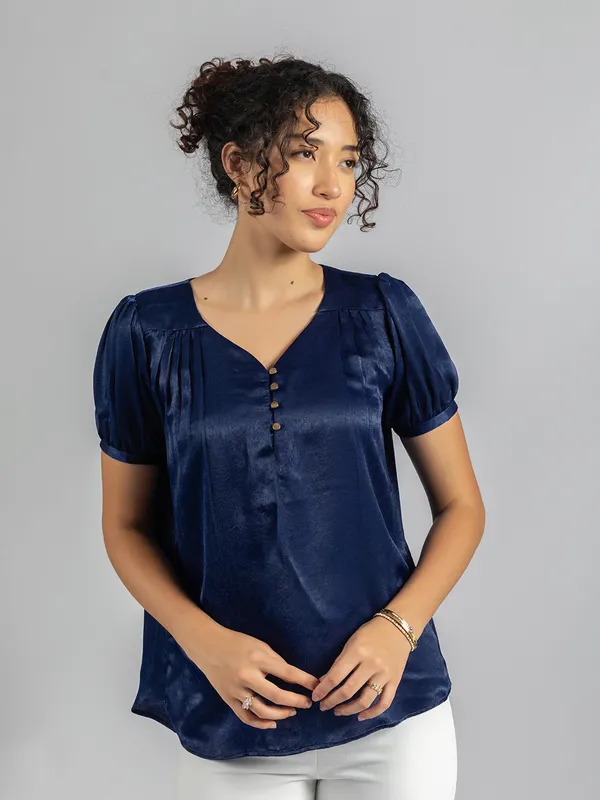 Royal_Blue_velvet_Satin_Top_|_Women's_elegant_blouse