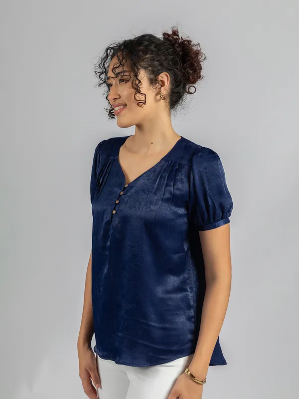 Royal_Blue_velvet_Satin_Top_|_Women's_elegant_blouse