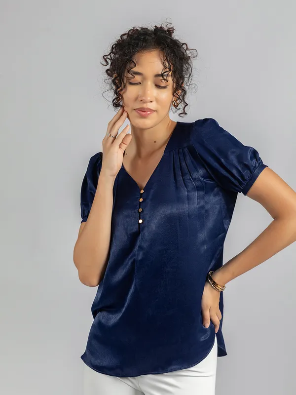 Royal_Blue_velvet_Satin_Top_|_Women's_elegant_blouse