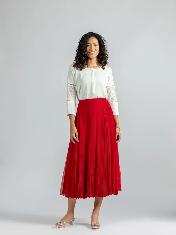 Red_Pleated_Midi_Skirt_|_Women's_Red_georgette__Skirts