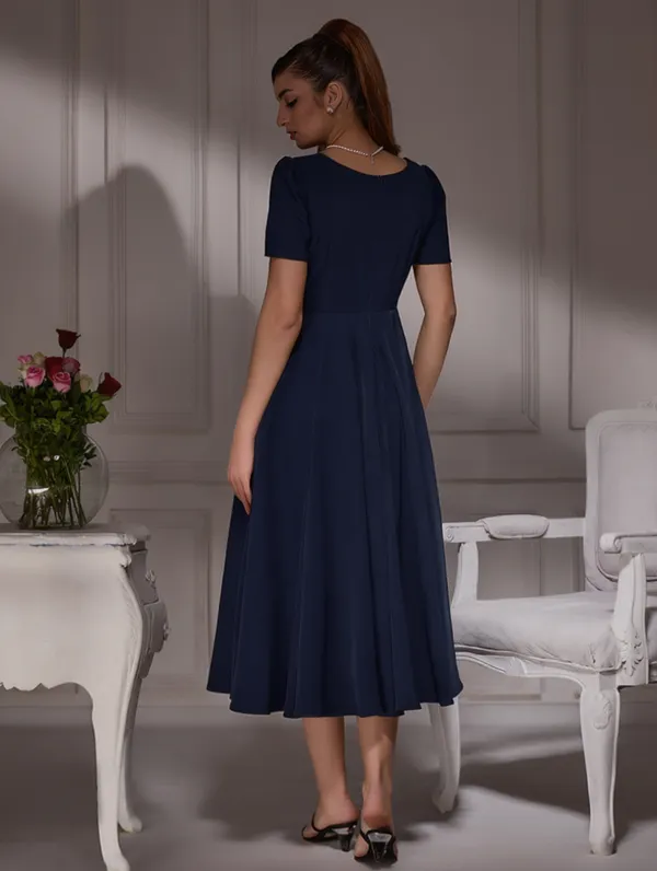 Vintage_Blue_Midi_Dress_|_Luxurious_one_piece_dress