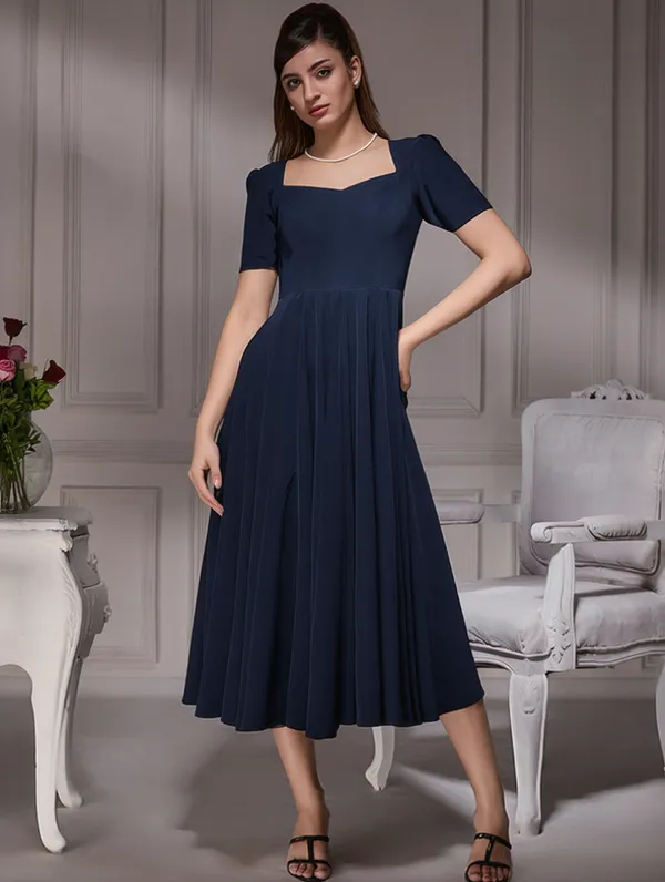 Vintage_Blue_Midi_Dress_|_Luxurious_one_piece_dress