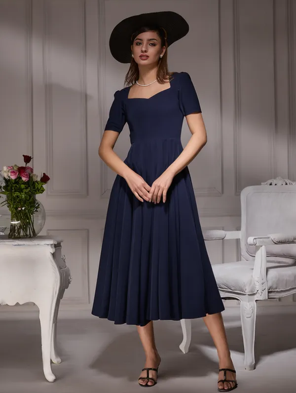 Vintage_Blue_Midi_Dress_|_Luxurious_one_piece_dress